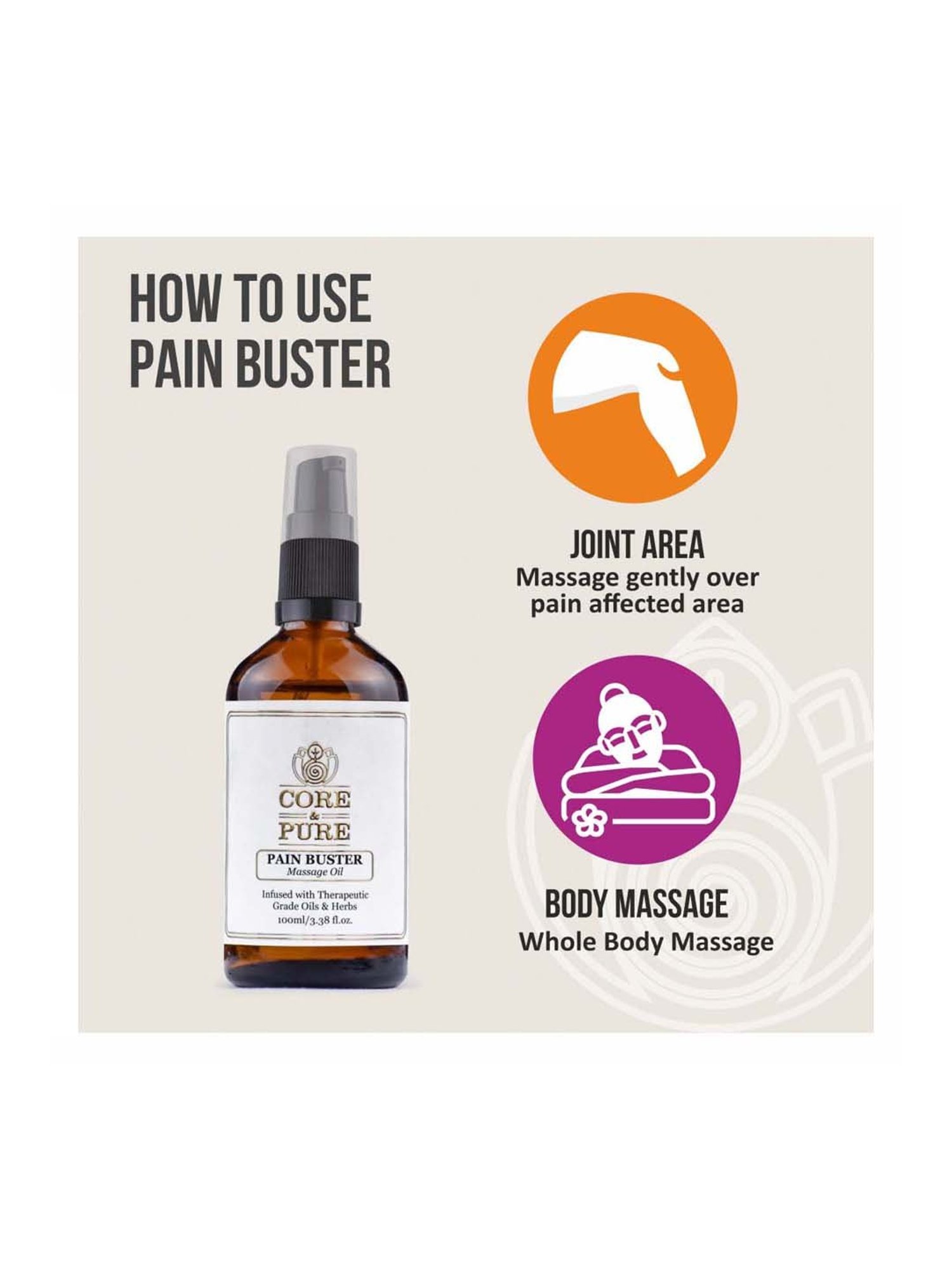 CORE & PURE Pain Buster Massage Oil - 100 ml
