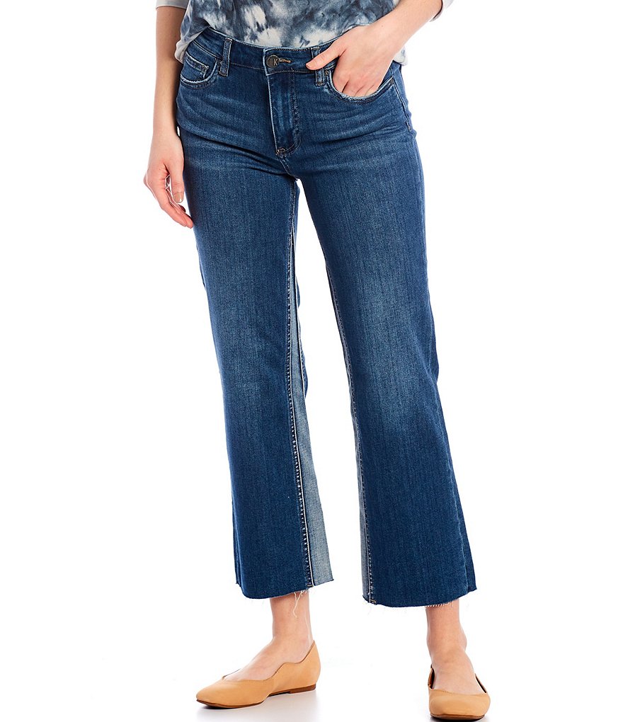 KUT from the Kloth Kelsey High Rise Straight-Leg Raw Hem Ankle Jeans