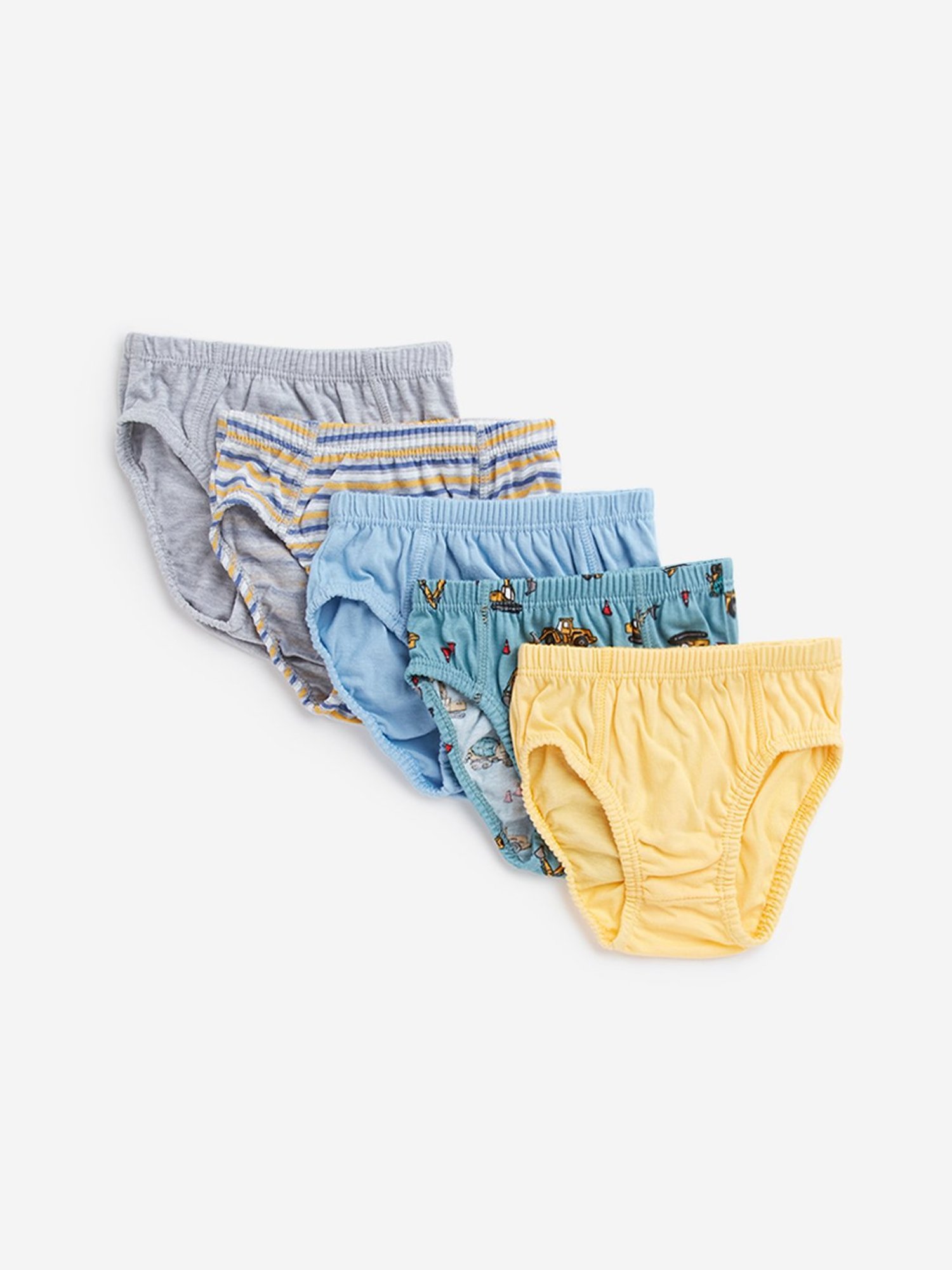 HOP Kids by Westside Yellow Printed Cotton Briefs - Pack of 5