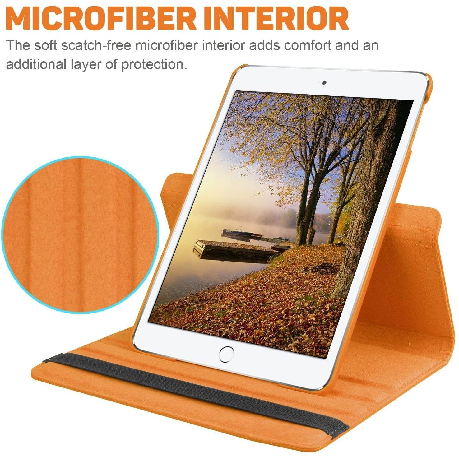 360 Degree Smart Rotating Leather Hybrid Case for iPad 10.2 inch (8th & 7th Gen) - Orange