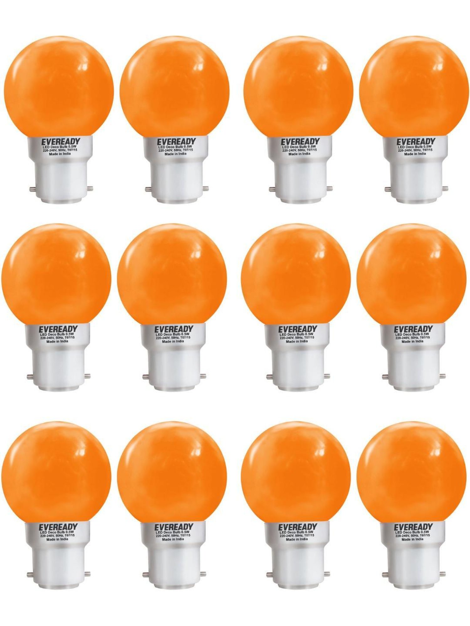 Eveready 0.5 W Standard B22 LED Bulb Pack of 12 (Orange)