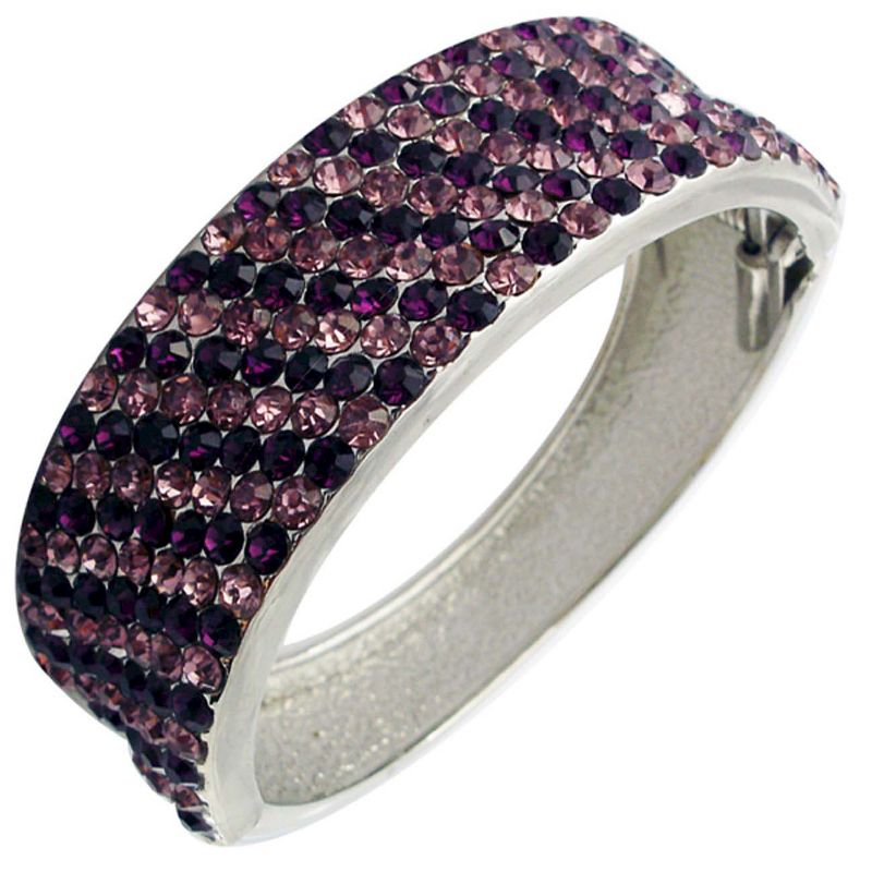 Zirconite Hinged Bangle with Crystals - Amethyst