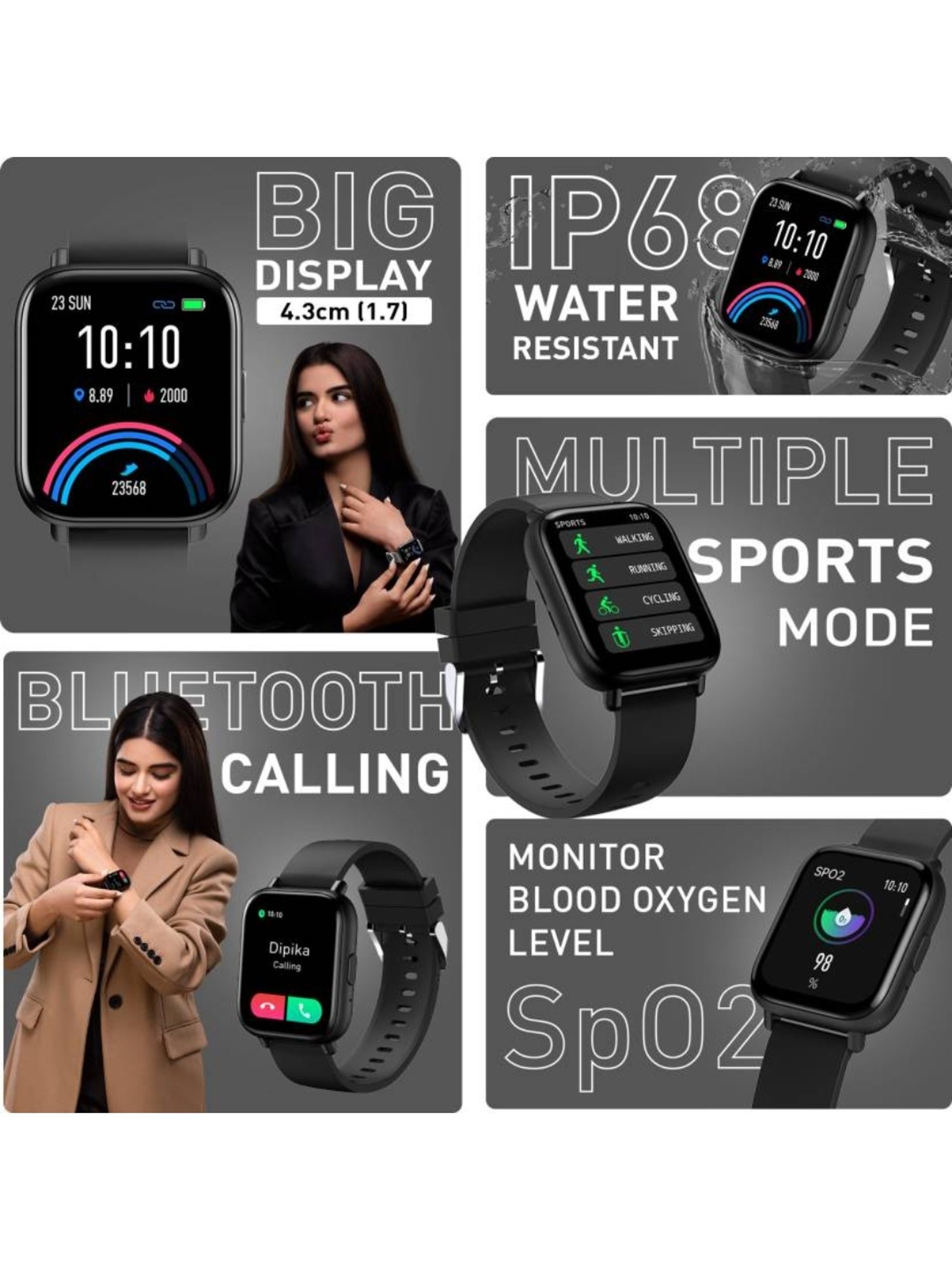 Gionee Stylfyt Ai Bluetooth Calling Metallic Frame Smartwatch (Matte Black Strap)