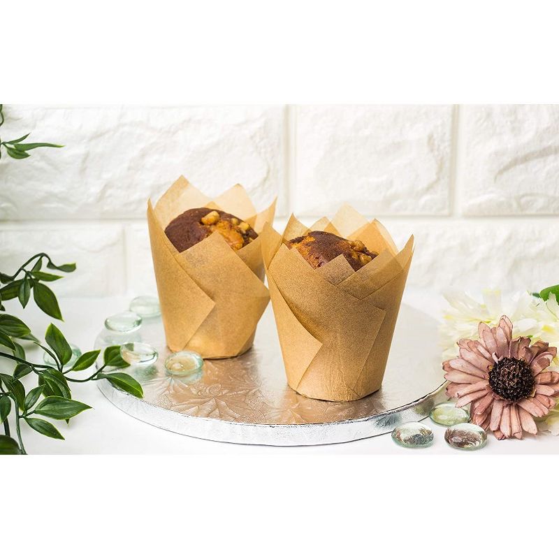 Juvale 300 Pack Medium Tulip Cupcake Liners, Baking Cups, Muffin Wrappers, for Birthday Party, Brown