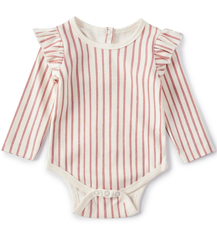 Pehr Baby Girls Newborn-12 Months Long-Sleeve Ruffle Stripes Away Bodysuit