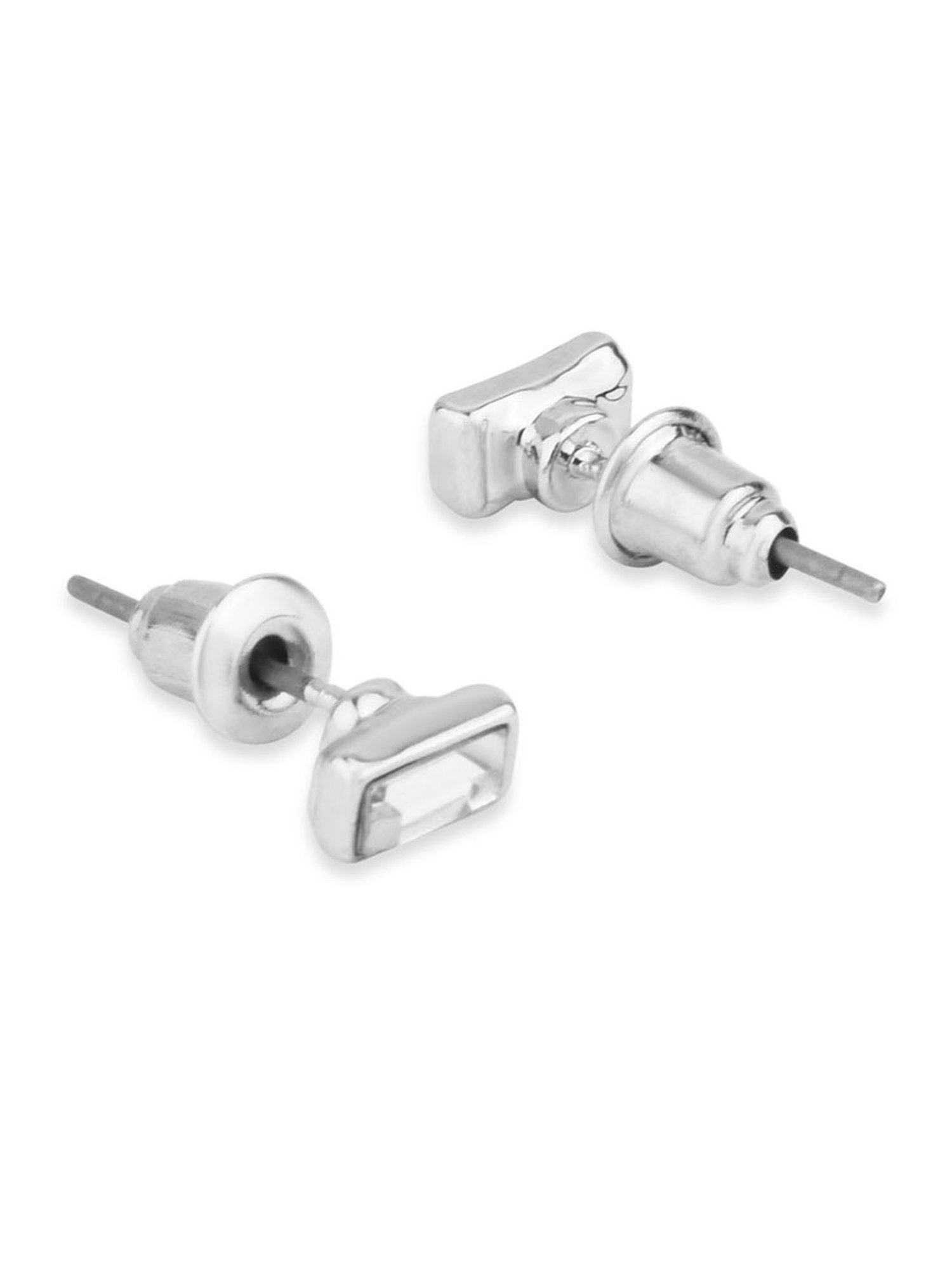 ToniQ Silver Plated Geometric Stud Earrings Combo For Women - Set of 9