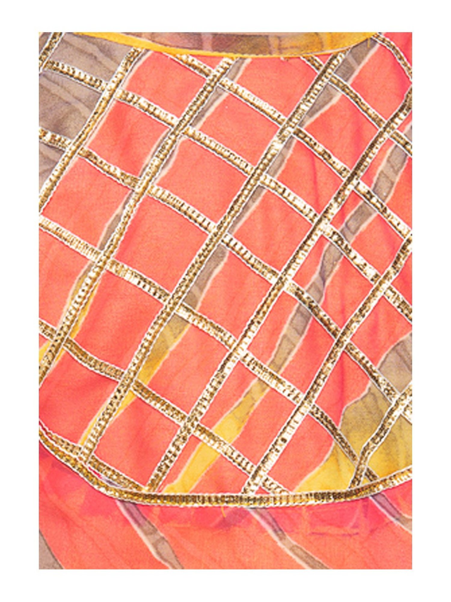 Fairies Forever Kids Multicolor Embellished Leheriya Top With Sharara