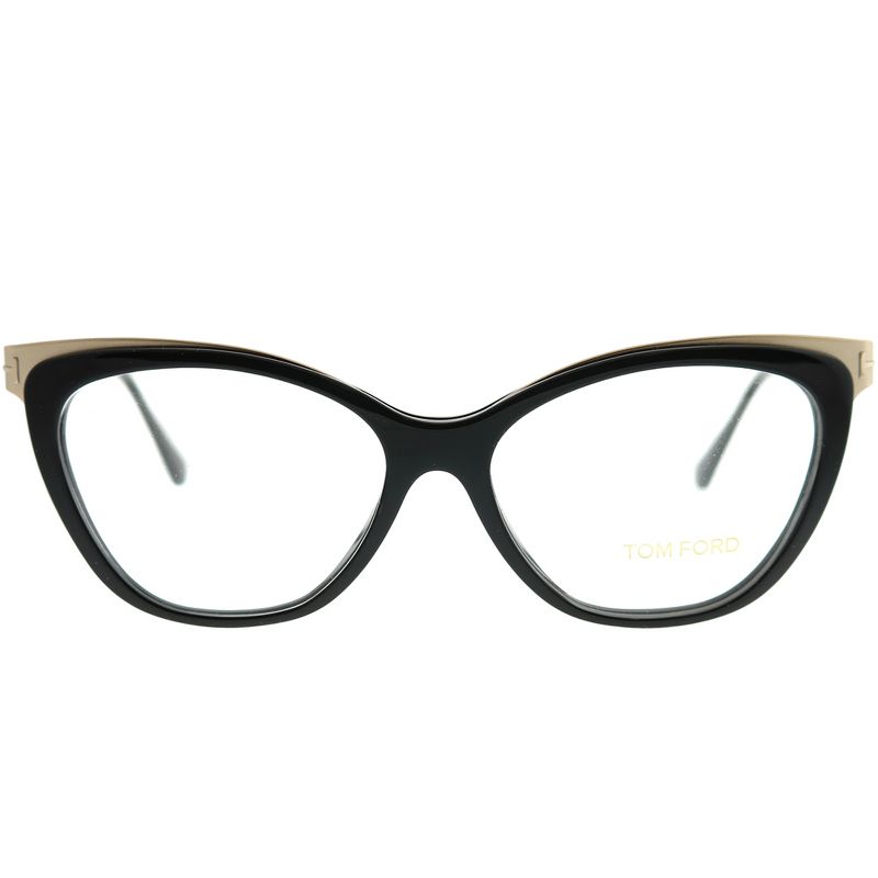 Tom Ford  001 Womens Cat-Eye Eyeglasses Shiny Black Gold 54mm