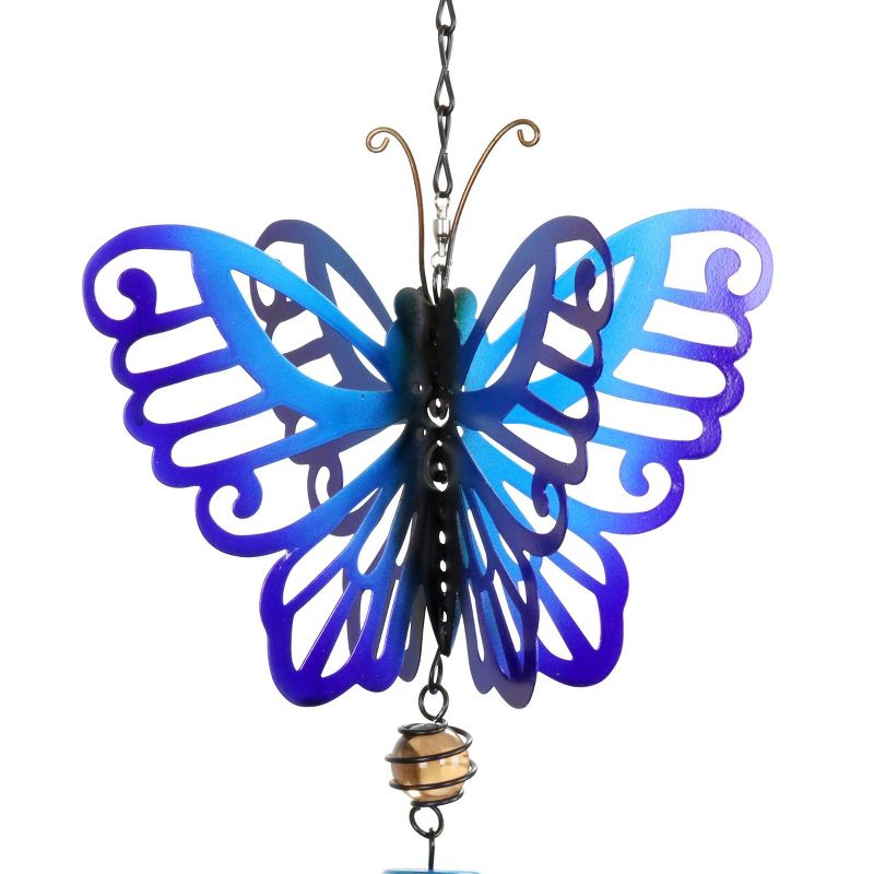 42.91" Metal Spinning Butterfly Wind Chime Blue - Exhart