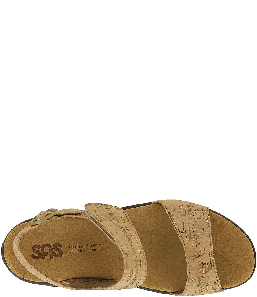 SAS Nudu Cork Heel Strap Wedge Sandals
