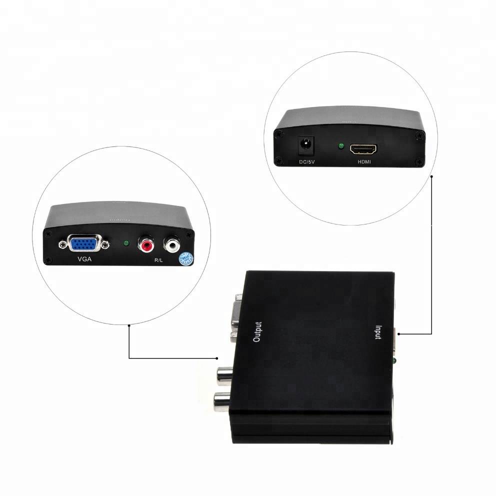 VGA to HDMI Converter VGA + R / L to HDMI VGA to HDMI 1080p with Audio HD Audio AV Adapter Connector For Projector PC Laptop to HDTV