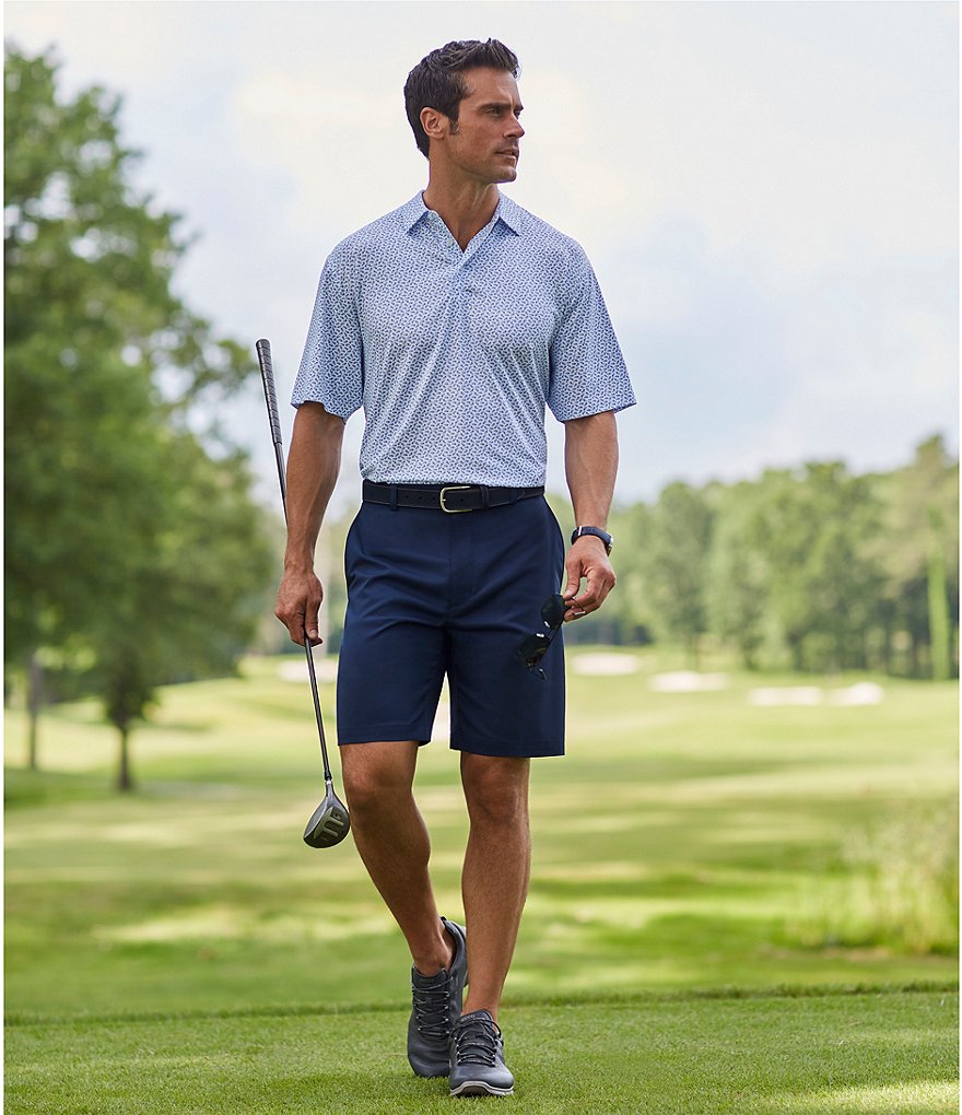 Roundtree & Yorke Big and Tall Performance 9#double; and 11#double; Inseam Flat Front Herringbone Print Shorts