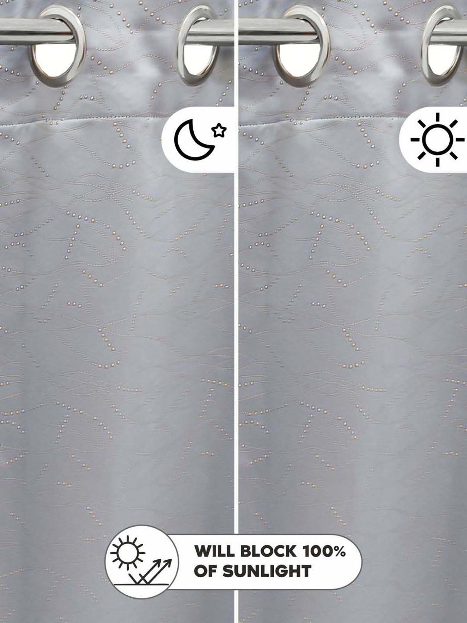 Bianca ANTELLIA GLITTER Grey Polyester 9 Ft. Long Door Curtain - Set of 2