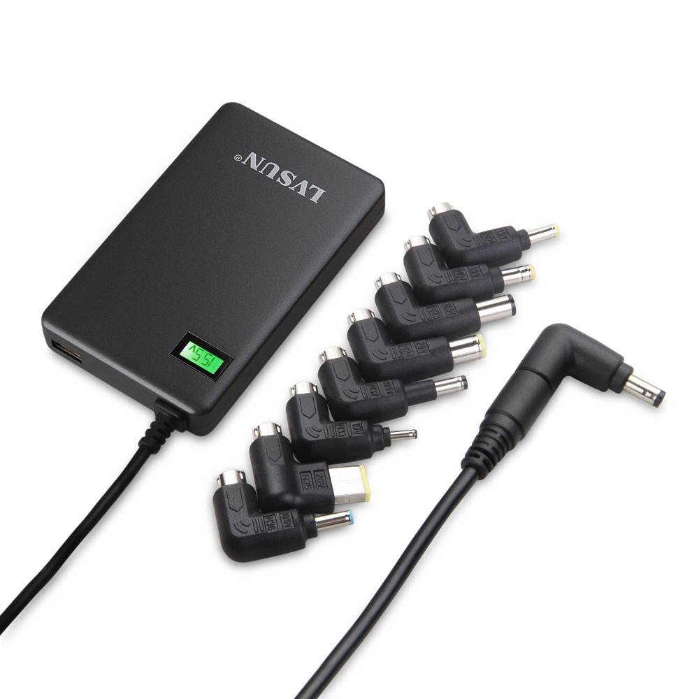 Lvsun 90 Watt Slim Universal Laptop Ac Adapter Netbook Power Supply Charger Fit for Lenovo 20.5v, Ibm 20v, Hp/compaq 18.5v, Dell 19.5v, Toshiba 18v, Sony 16v, Acer 16v, Asus 19v More Devices