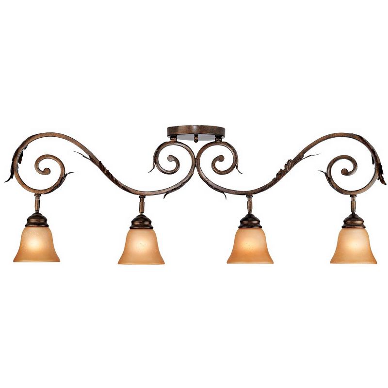 Pro Track(R) Bronze Scroll 4-Light Amber Glass Track Fixture