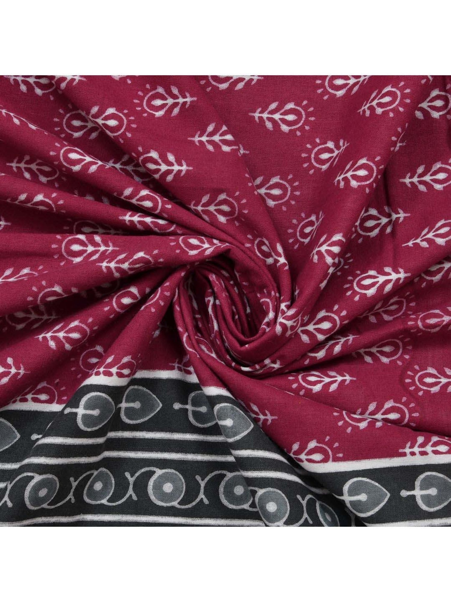 JaipurFabric Maroon 100% Pure Cotton 120 TC Double Bedsheet with 2 Pillow Covers