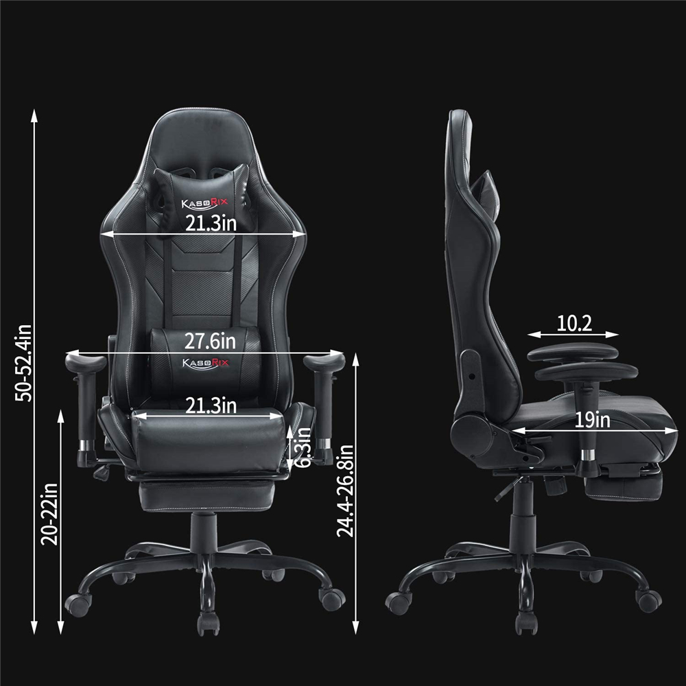 KASORIX Ergonomic Gaming Chair High Back Racing Chair with Footrest Massage Computer Gaming Chair Reclining Home Office Chair with Headrest and Lumbar Support