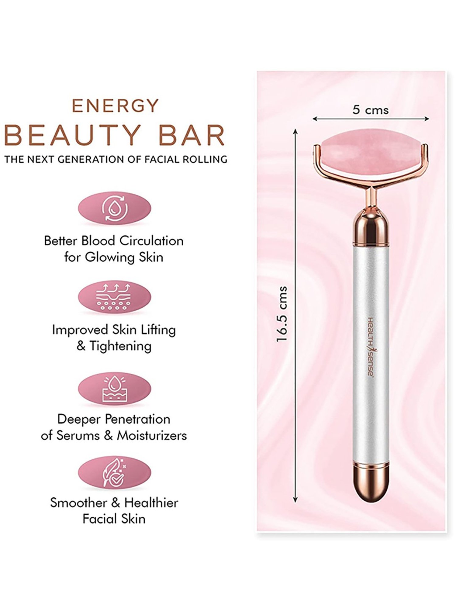 HealthSense Enhance FR407 Electric Facial Roller Massager (Pink and Silver)