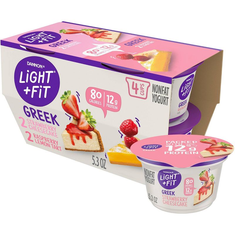 Light & Fit Dual Flavor Strawberry Cheesecake & Raspberry Lemon Tart Greek Yogurt - 4pk/5.3oz Cups