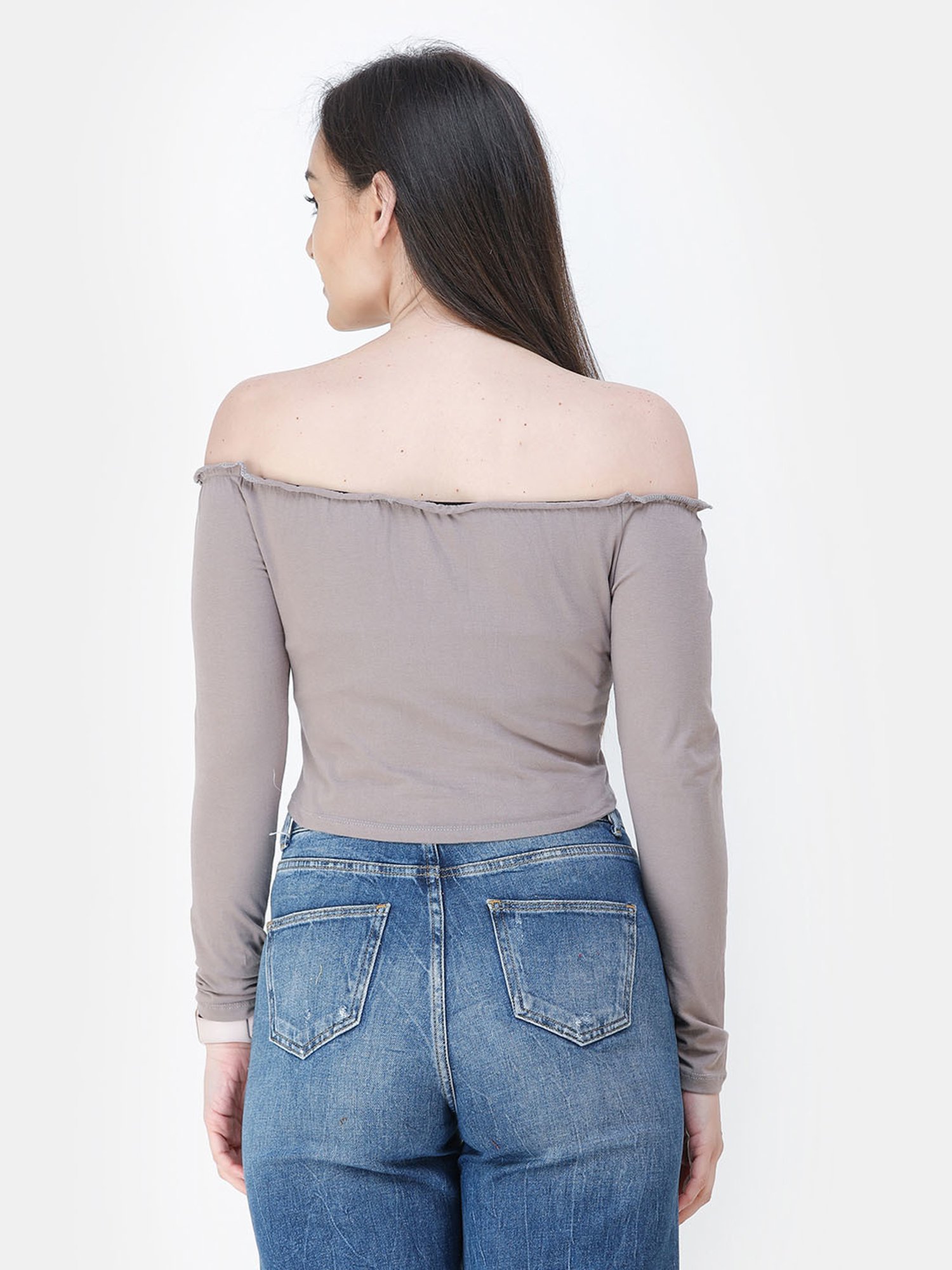 Cation Dark Beige Crop Top