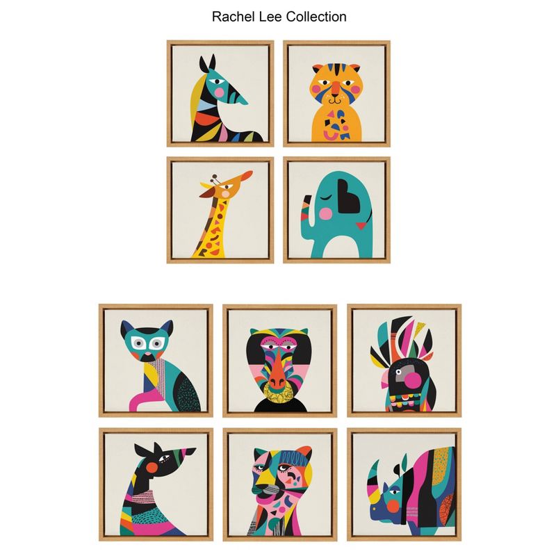6pc 13" x 13" Sylvie Animal Framed Canvas Wall Art by Rachel Lee Natural - Kate and Laurel