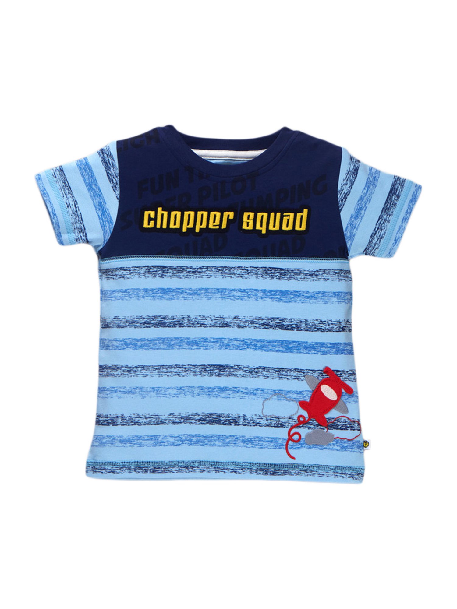 Pranava Kids Sky Blue Cotton Printed T-Shirt