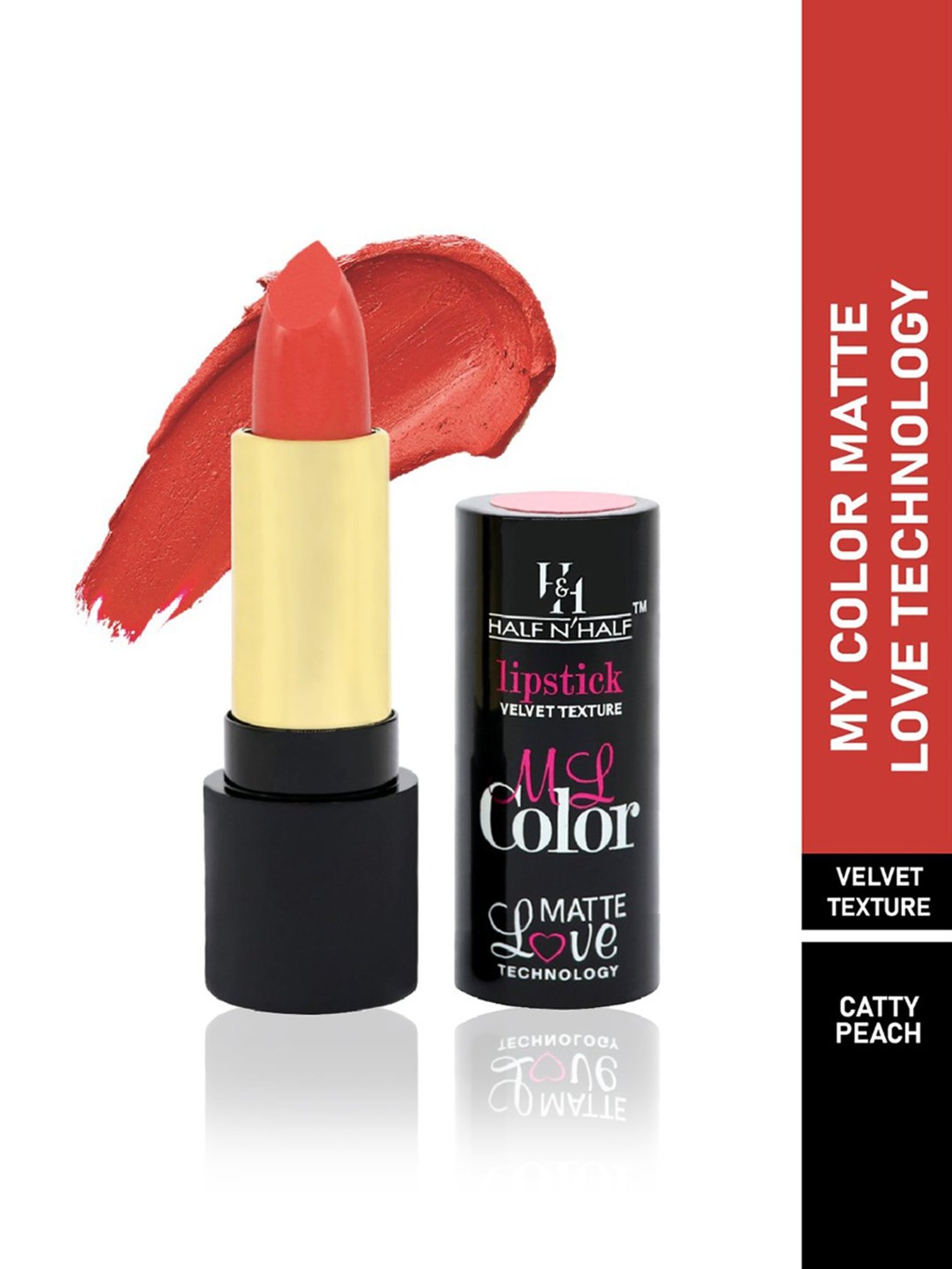 Half N Half My Color Velvet Texture Matte Lipstick Catty Peach - 3.8 gm