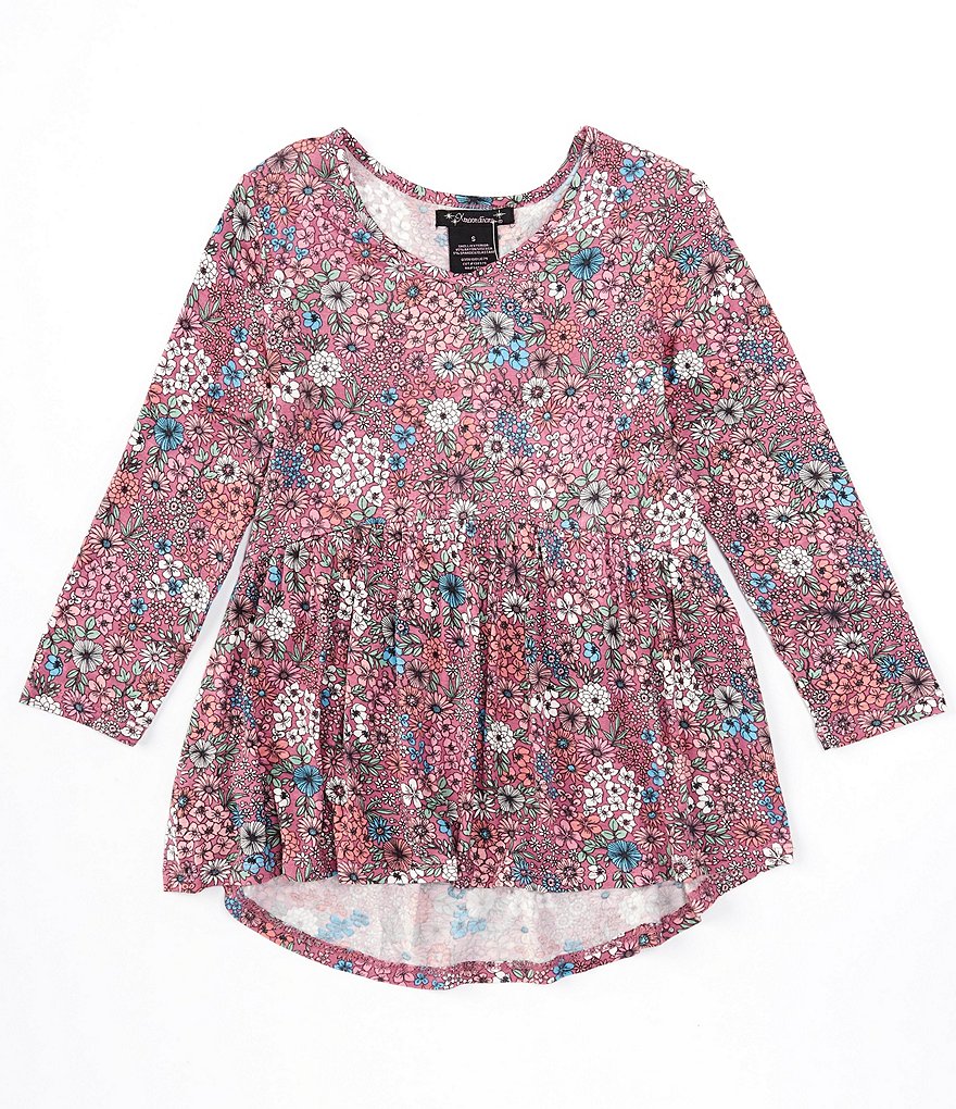 Xtraordinary Big Girls 7-16 3/4 Sleeve V-Neck Floral Printed Babydoll Top