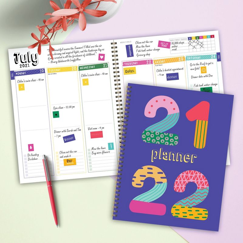 2021-22 Academic Planner 8.5" x 11" Pattern Years Daily/Weekly/Monthly - The Time Factory