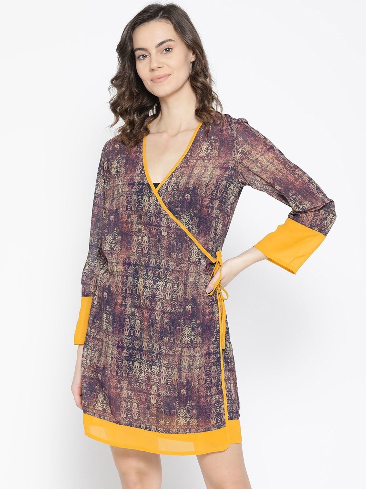 Erotissch Brown Printed Robe