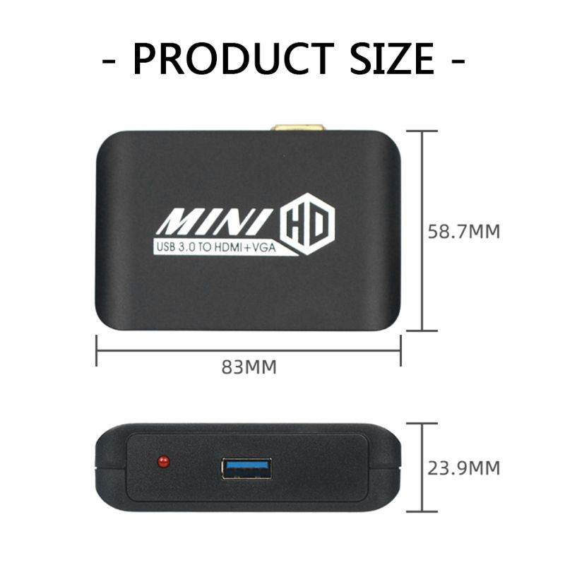 USB 3.0 to HDMI Converter HD 1080P VGA Video Adapter with L/R Output for Desktop Laptop TV Projector