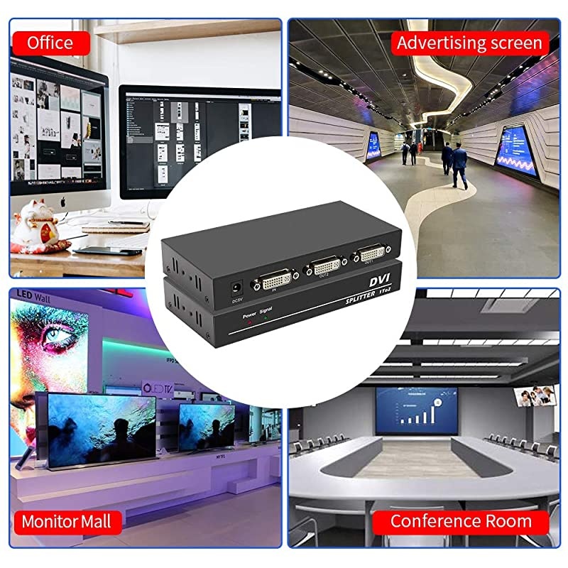 Splitter 1x2 1 in 2 Out 2Port Distribution Duplicator Splitter Supports Resolution up to 4K2K/30Hz Automatically Copy EDID
