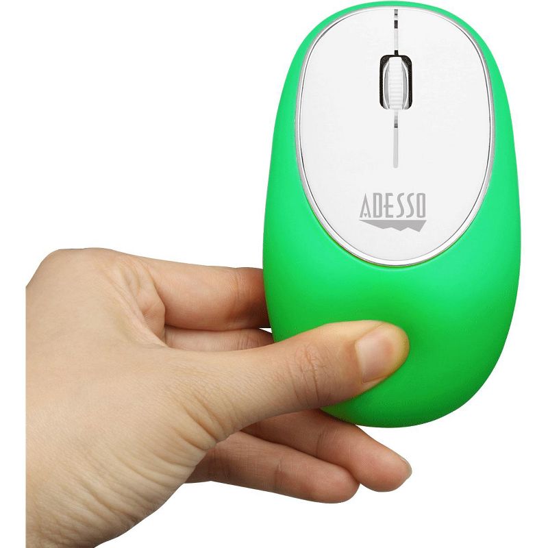 Adesso iMouse E60G - Wireless Anti-Stress Gel Mouse - Optical - Wireless - Radio Frequency - Green - USB - 1000 dpi - Scroll Wheel - 3 Button(s)