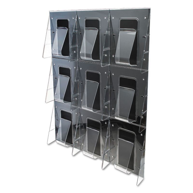 Deflecto Multi-Pocket Wall-Mount Literature Systems 27 1/2w x 35 5/8h Clear/Black 56801
