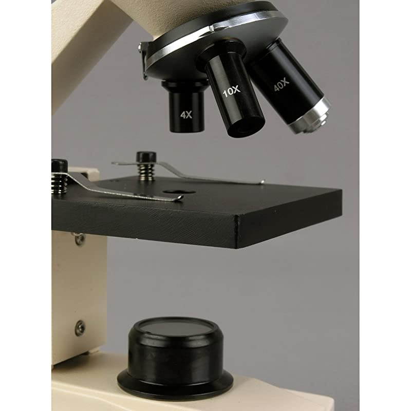 Optical Glass Lens AllMetal LED Compound Microscope 6 Settings 40x1000x Portable AC or Battery Power