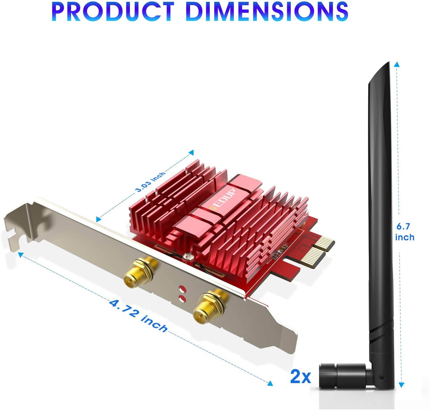 EDUP WiFi 6 Card AX 3000Mbps PCIe Network Card AX200 802.11AX 2.4Ghz/5.8Ghz with Bluetooth 5.0 & Heat Sink Wireless PCI Express Wi-Fi Adapters Dual Band Antenna for Windows 10 64-bit