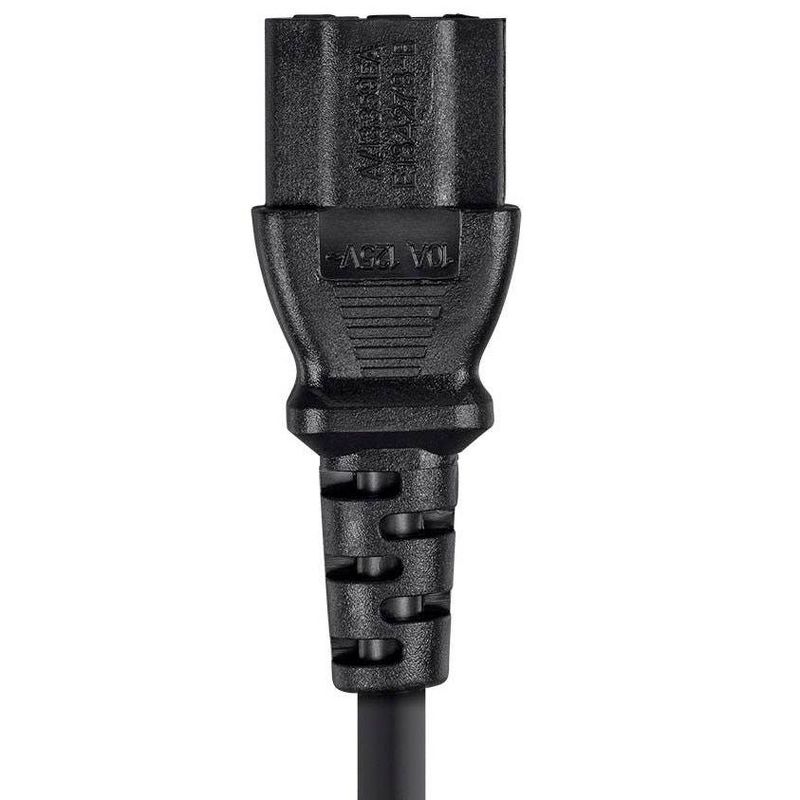 Monoprice 3-Prong Extension Cord - 3 Feet - Black | IEC 60320 C14 to IEC 60320 C13, 18AWG, 10A, 125V