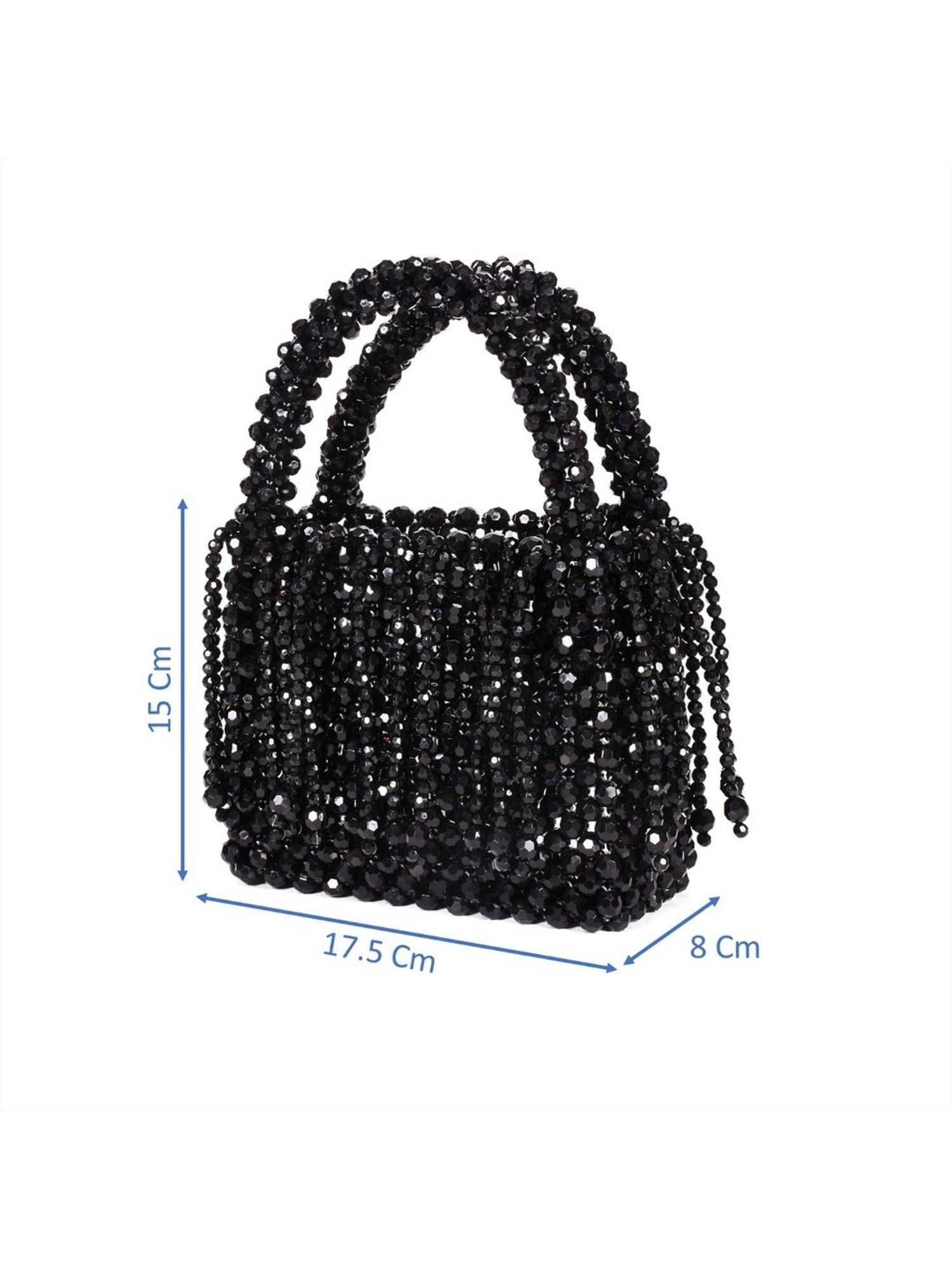 SASSORA RIM Black Leather Embellished Medium Handbag