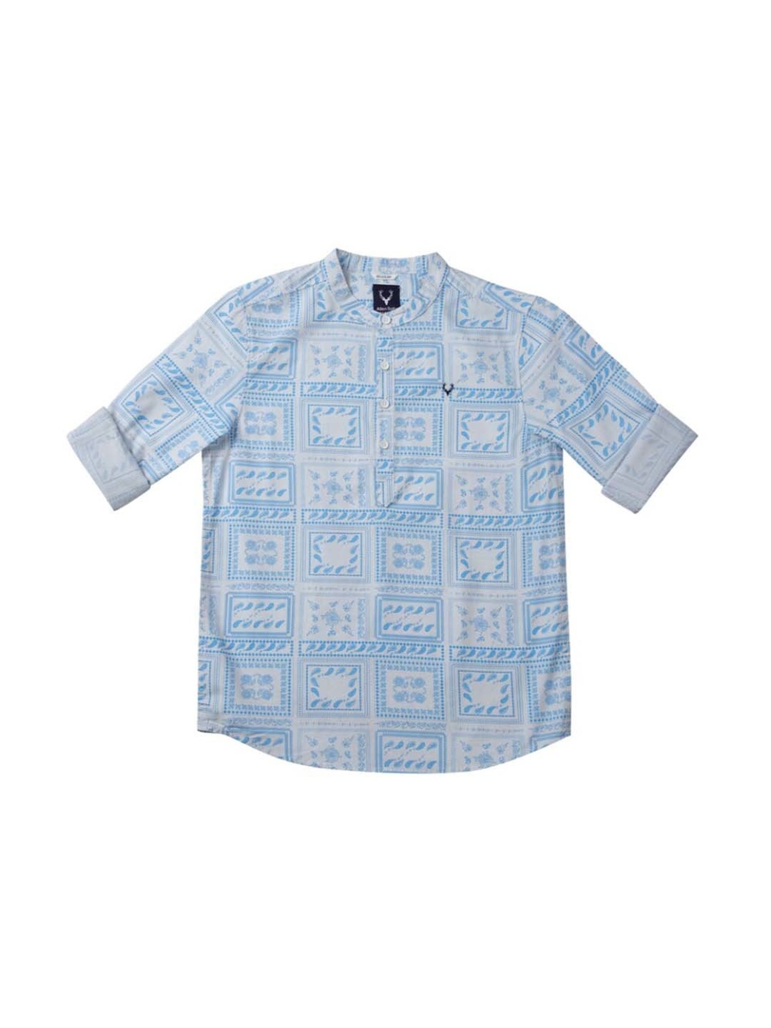 Allen Solly Junior Boys Blue & White Printed Full Sleeves Shirt