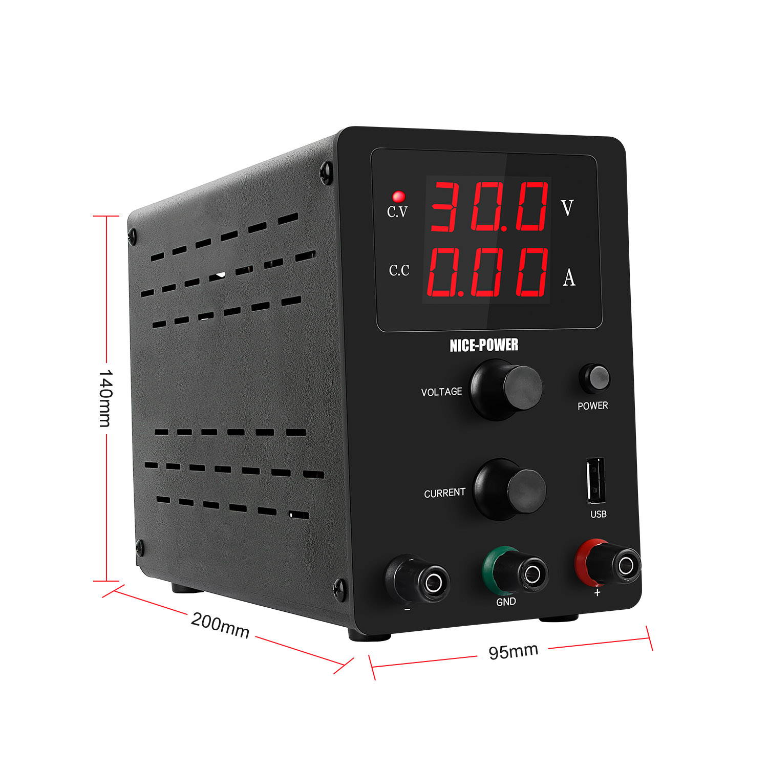 220V 0-30V 0-10A DC Power Supply Voltage-stabilized Source Regulated Power Supply Stabilized Voltage Supply CV & CC Dual Output Modes 3-digit High Precision LED Display