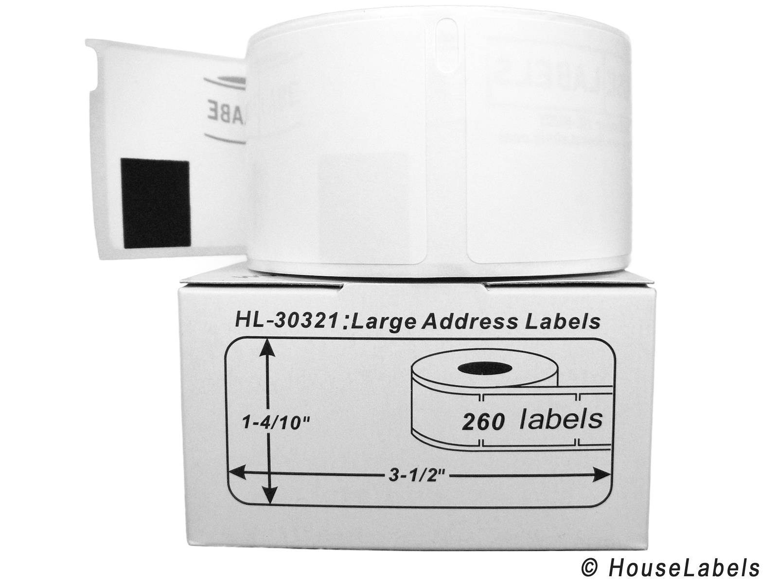 DYMO-Compatible 30321 Large Address Labels (1.4" x 3.5") -- BPA Free! (100 Rolls; 260 Labels per Roll)