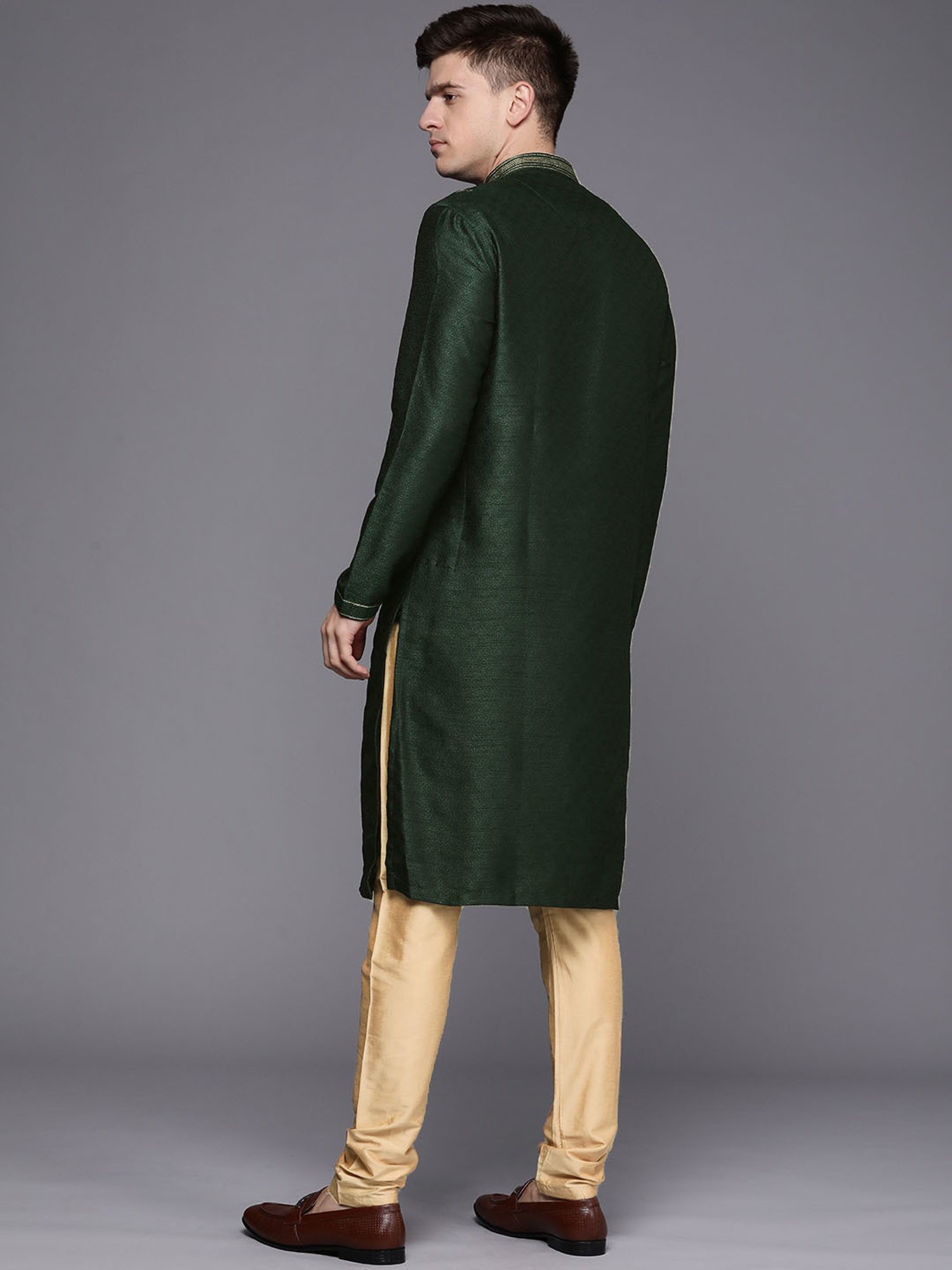 Manyavar Green Regular Fit kurta with Churidar Set