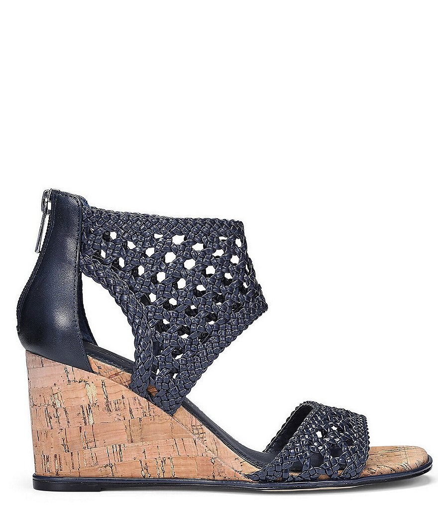 Donald Pliner Lagos Woven Patent Cork Wedge Sandals