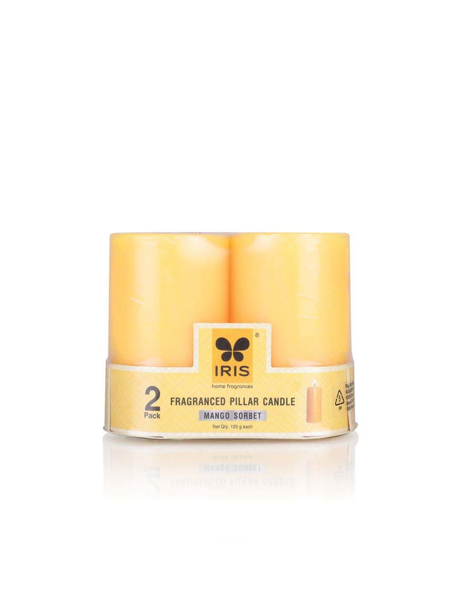 IRIS Orange Home Fragrances Mango Sorbet Fragrance Pillar Candles - Set of 2