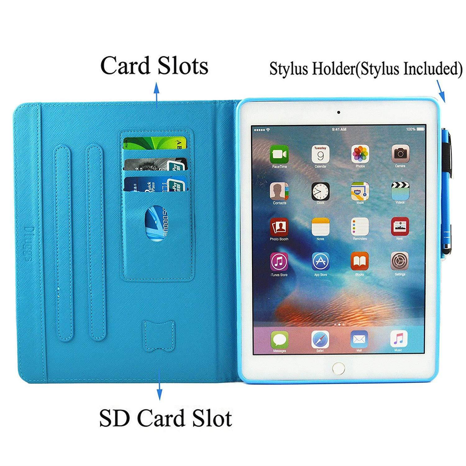 iPad Air 2 Case, New iPad 2017 Case, iPad 9.7 2018 Case, Dluggs PU Leather Folio Smart Case Cover with Auto Sleep/Wake Function for Apple iPad 9.7 2017/2018 Model/iPad Air 1 2, Colorful Sand