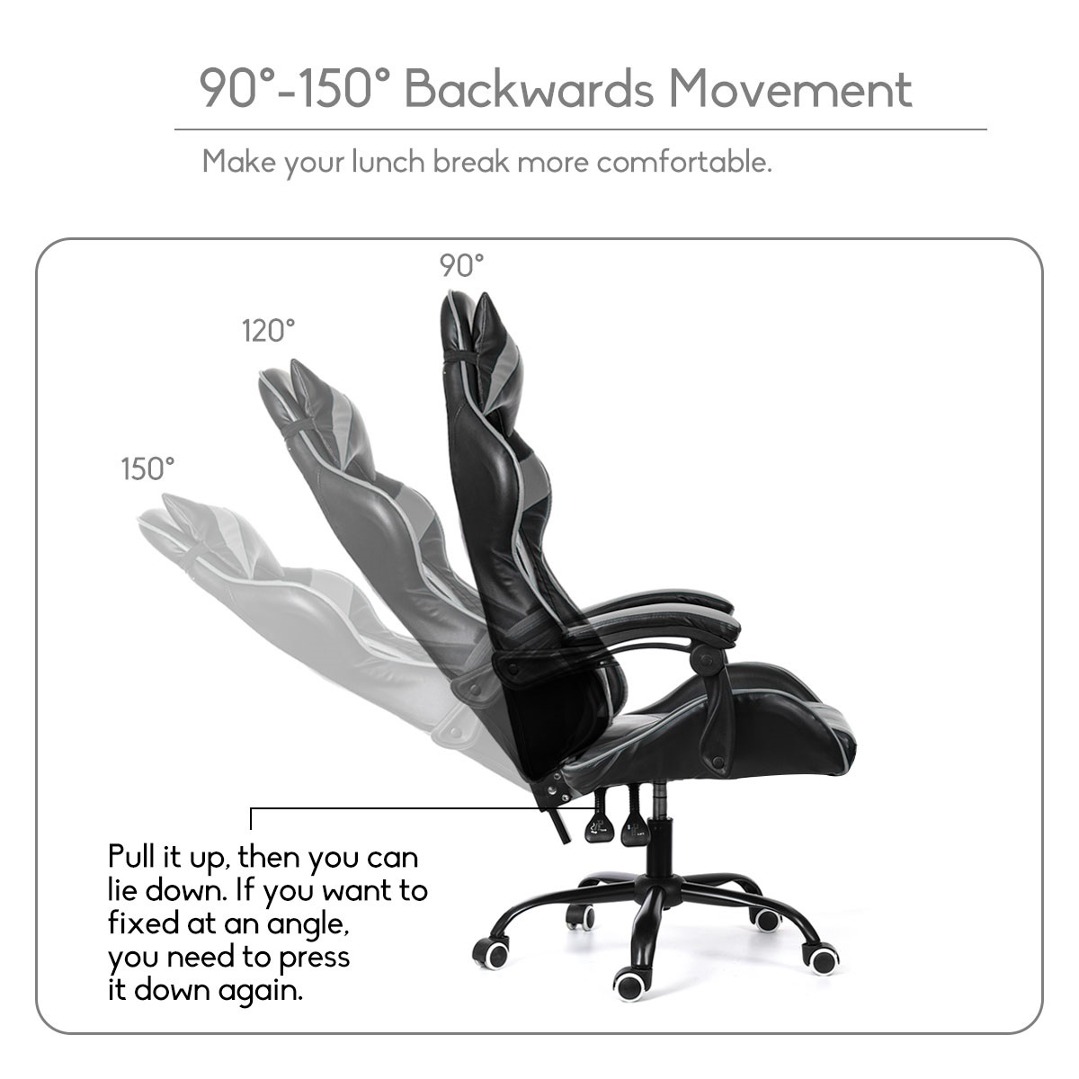 Executive Office Chair Racing Gaming Chair Leather Computer Recliner Swivel Lift