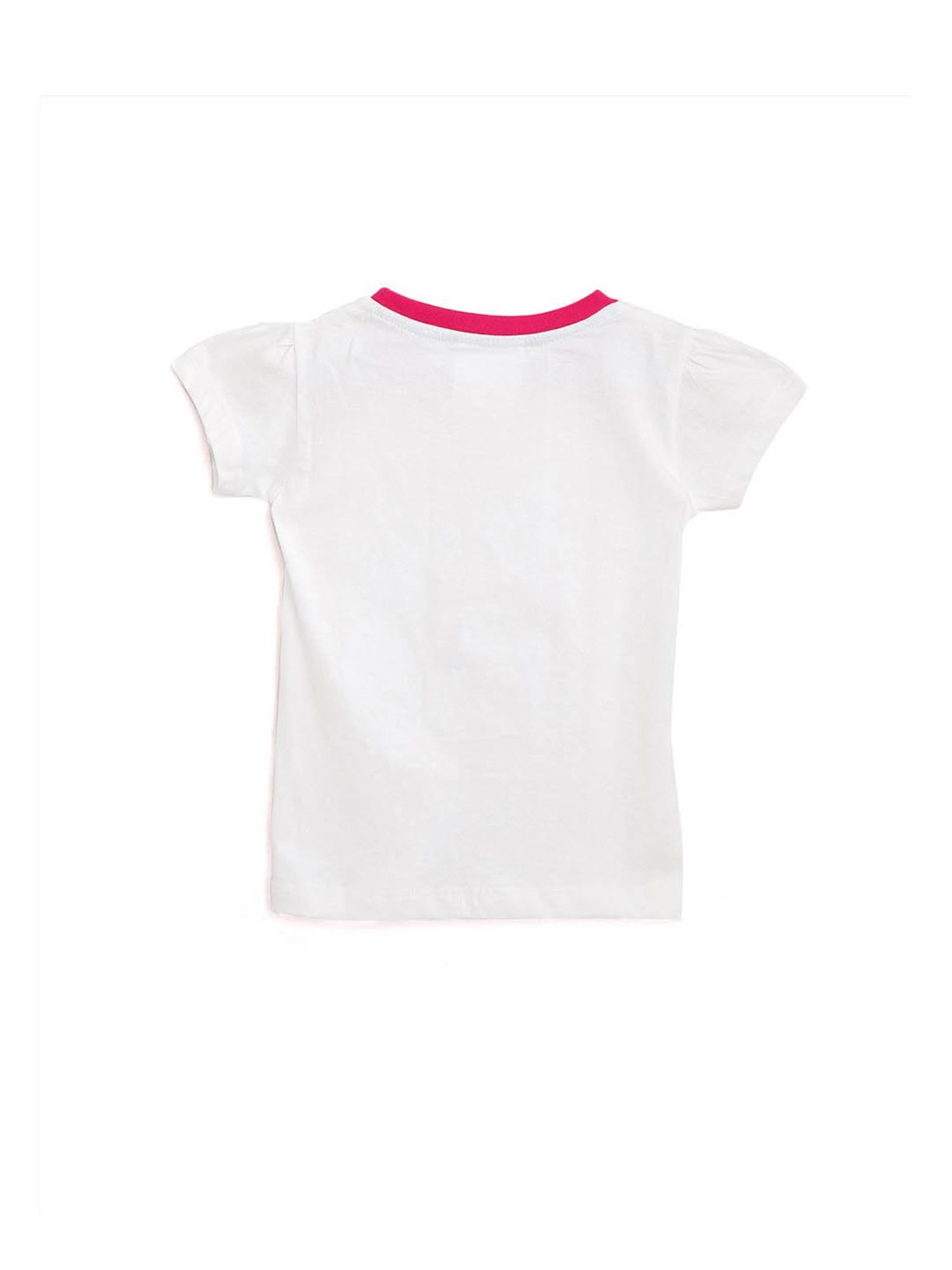Lazy Shark Kids White & Pink Printed  Top with  Shorts