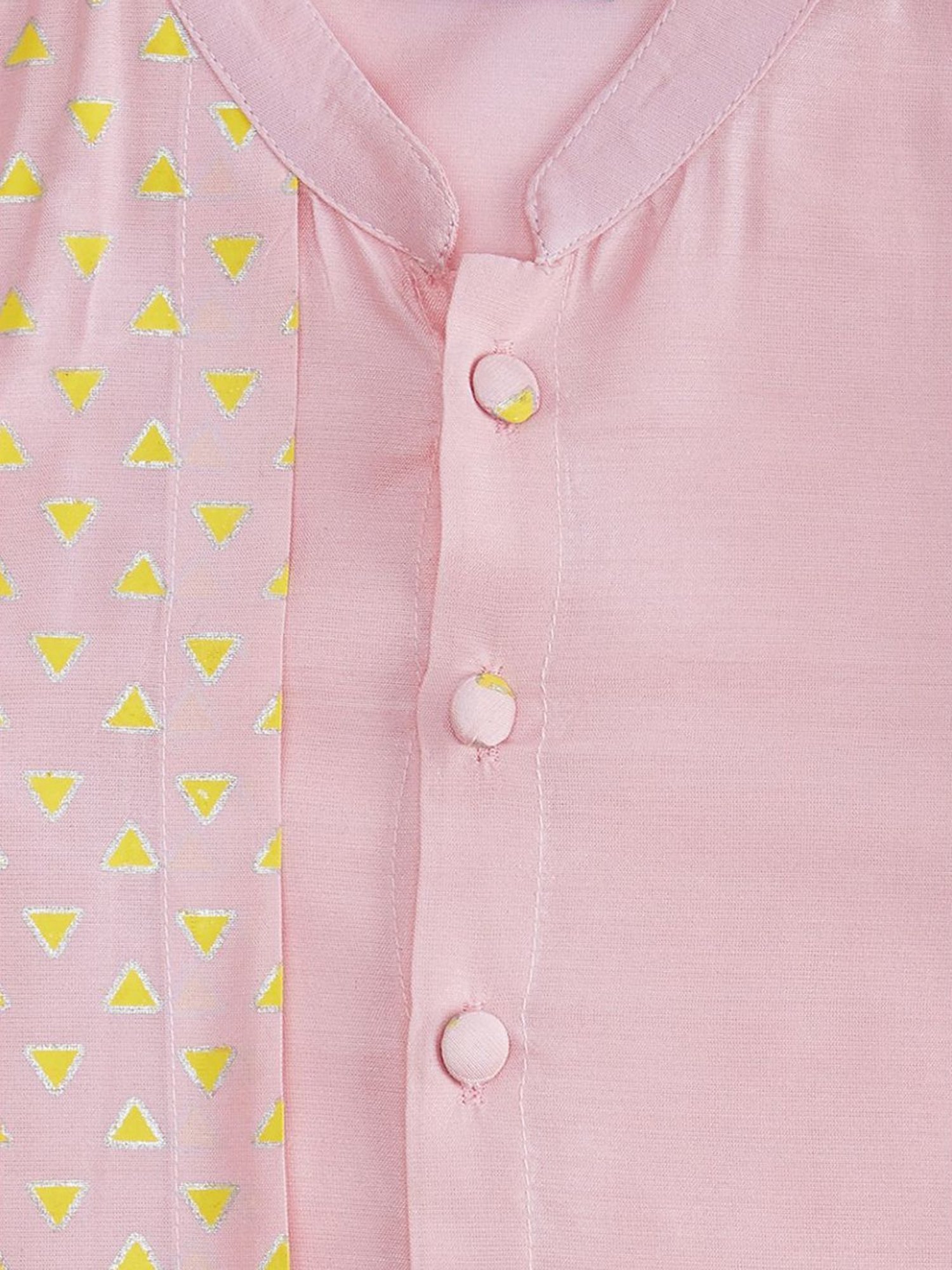 Indus Route by Pantaloons Kids Pink & White Printed Full Sleeves Kurta Set