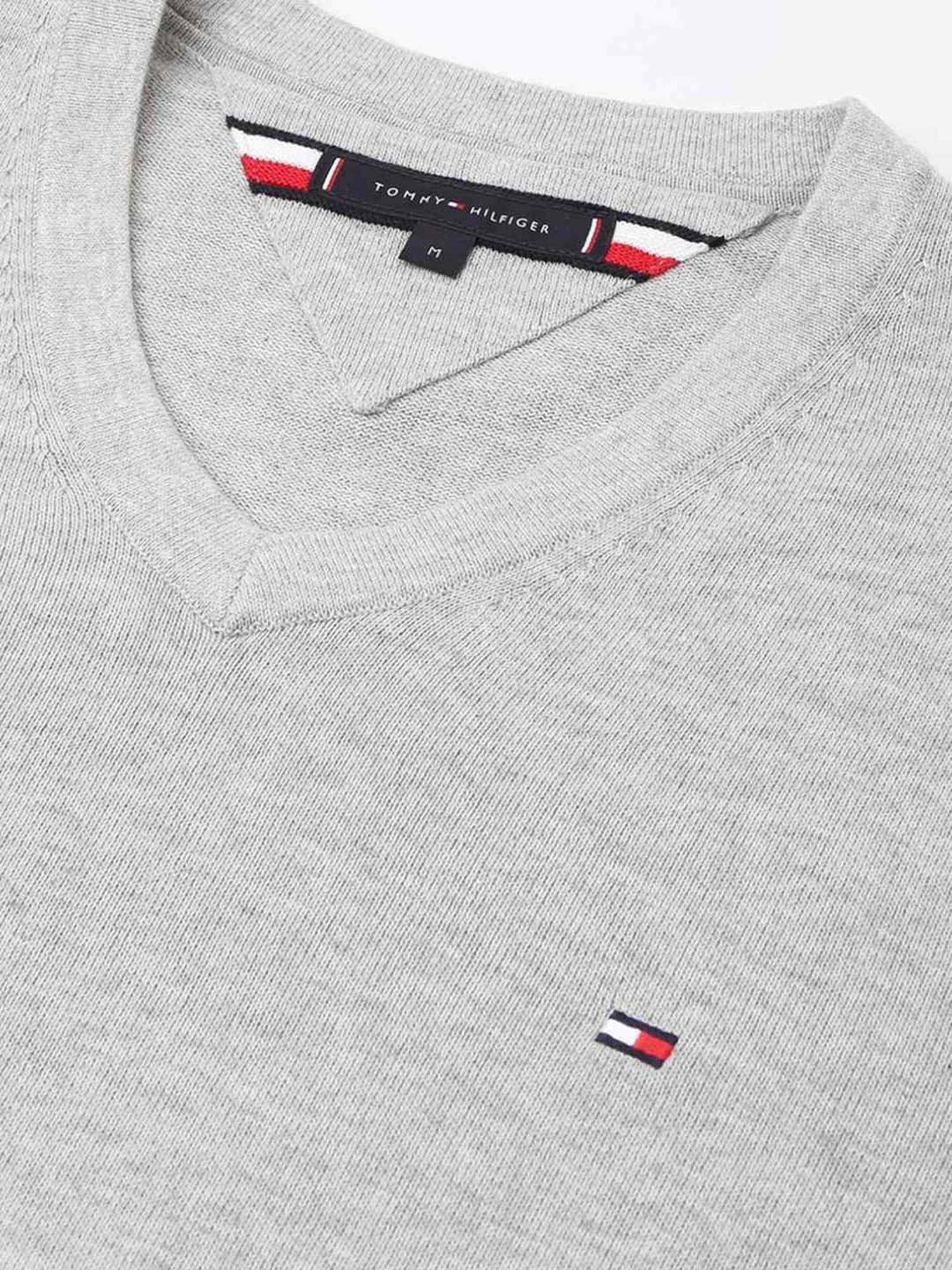 Tommy Hilfiger Light Grey Heather Cotton Regular Fit Sweater