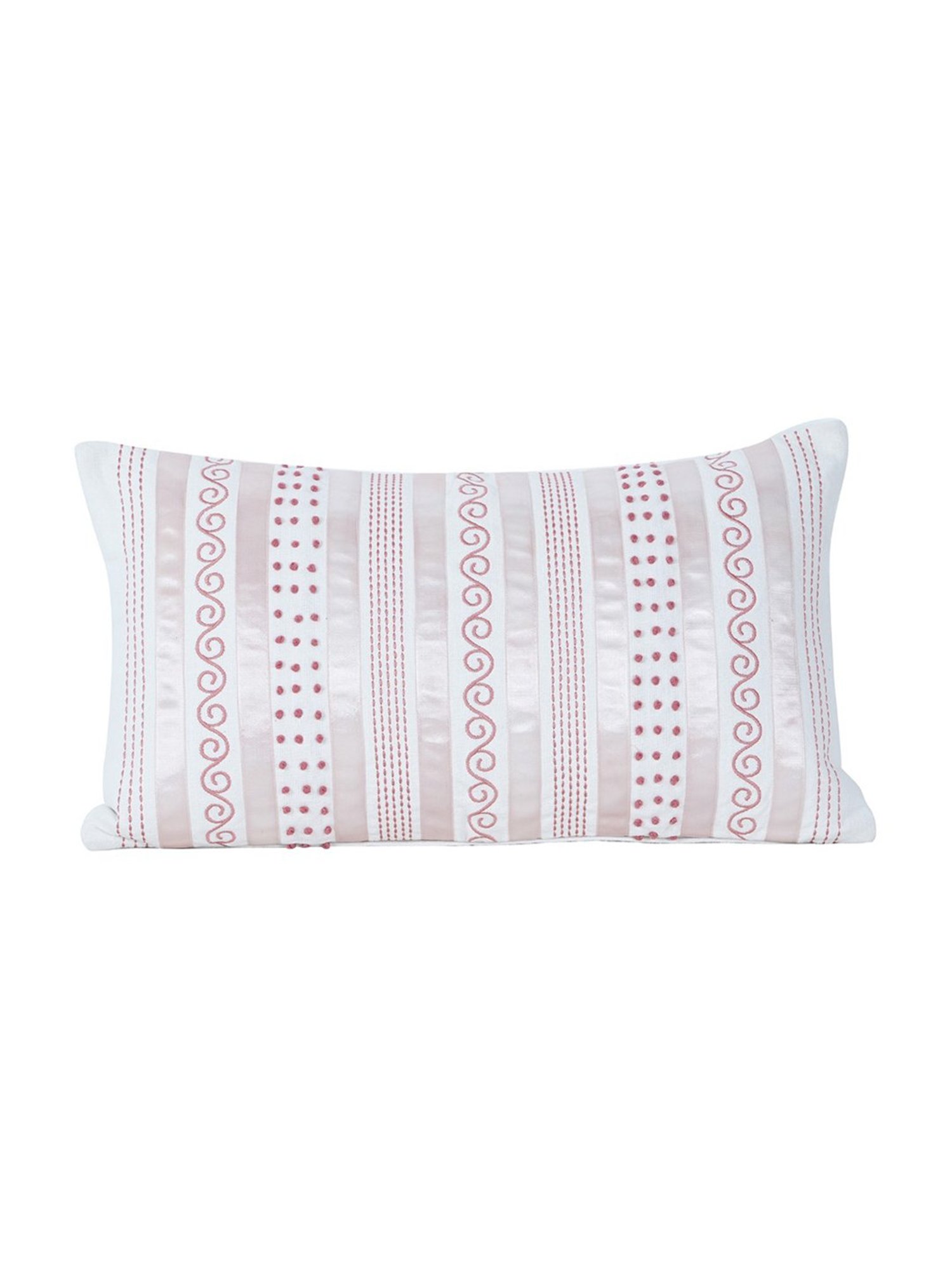 Maspar Tranquil Essence Adornment Lacery Embroidery Peach Cotton Medium Cushion Cover